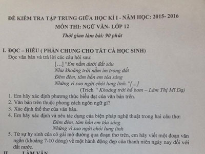 Ngôn ngữ tuổi teen vào đề kiểm tra văn, gây sốt mạng