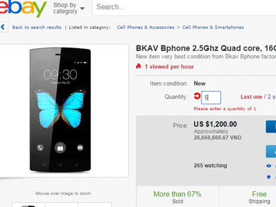 Bphone được bán giá 1200 USD trên eBay Nhật