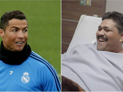Ronaldo tặng quà cho người đàn ông mập nhất thế giới