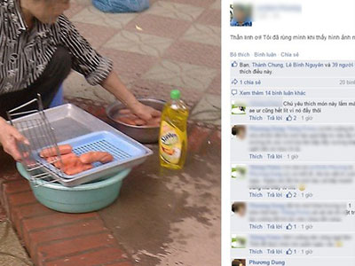 Xúc xích mốc meo được rửa bằng nước rửa bát gây hoang mang dư luận