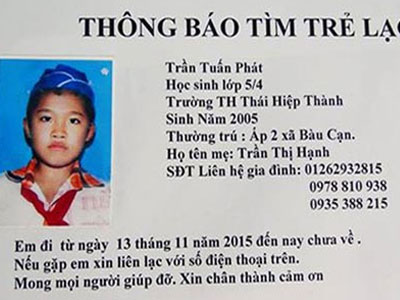 Bé trai 10 tuổi mất tích sau khi đến trường đánh cờ