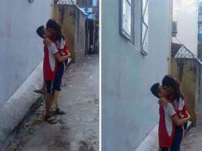 Cặp tình nhân nhí vô tư diễn "cảnh nóng" nơi công cộng