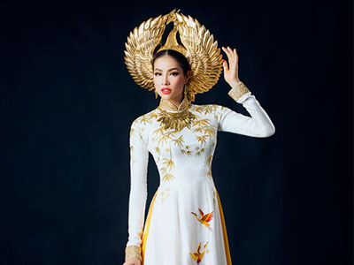 Cận cảnh trang phục dân tộc của Phạm Hương tại Hoa hậu Hoàn vũ