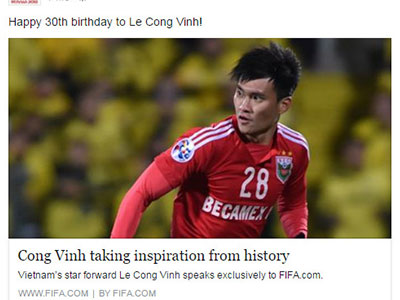 FIFA chúc mừng sinh nhật Công Vinh trên facebook