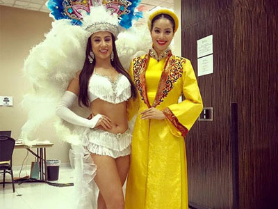 Phạm Hương lại gây sốt khi mang "Dạ cổ hoài lang" thi tài năng tại HHHV 2015