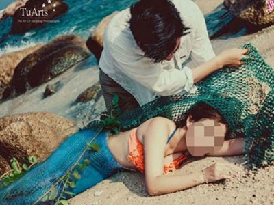Đồn thổi ảnh cưới thành ảnh "nàng tiên cá bị đánh thuốc mê"