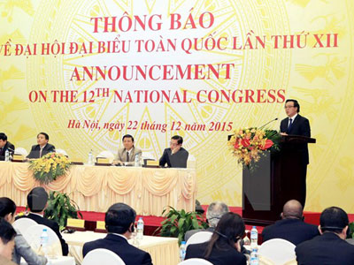 Thông báo về Đại hội Đảng lần thứ XII tới các tổ chức quốc tế