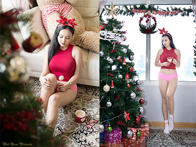 Hot girl "thổ dân" khoe ảnh Giáng sinh gợi cảm