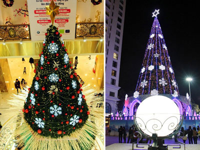 Ngắm những cây thông Noel “siêu khủng” ở Hà Nội