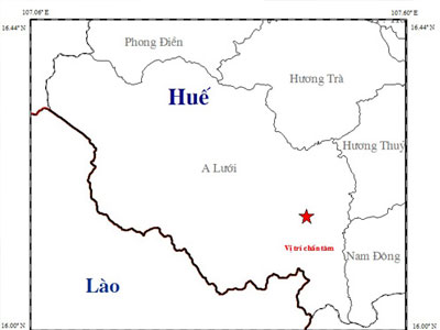 Thừa Thiên- Huế: Động đất lần thứ 6 trong tháng 12