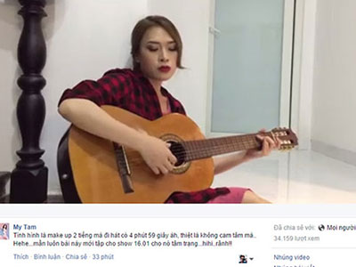 Fan "bấn loạn" với đoạn clip Mỹ Tâm tự đàn hát cực hay giữa đêm