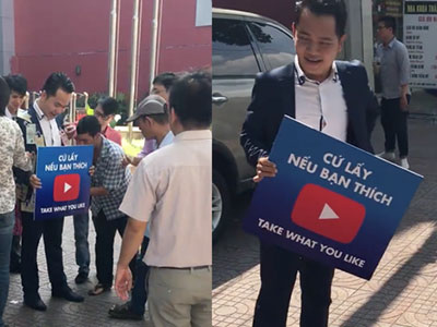 Nam thanh niên cho dân giật tiền giữa phố Sài Gòn