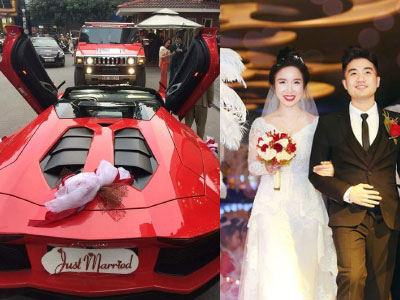 Đám cưới xa hoa đón dâu bằng siêu xe 30 tỷ của cô dâu xinh như hoa hậu