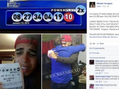 Mạo nhận trúng vé số Powerball 1,5 tỷ USD để câu view, gạ tình
