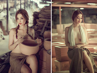 "Cô gái làng gốm" gây bão dư luận vì hình ảnh bán nude