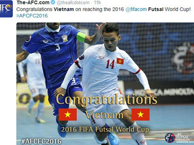 FIFA chúc mừng ĐT futsal Việt Nam giành vé World Cup
