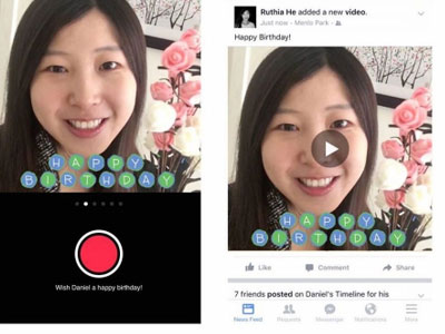 Facebook cho phép gửi video chúc mừng sinh nhật