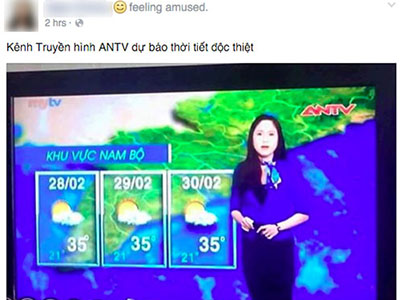 Bản tin dự báo thời tiết cho ngày... 30/2 trên kênh ANTV gây bão mạng xã hội