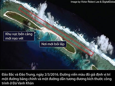 Trung Quốc đang mở rộng bồi đắp phi pháp ở Hoàng Sa