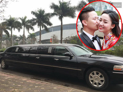 Á hậu Trà My được rước dâu bằng đoàn xe limousine hơn chục tỷ