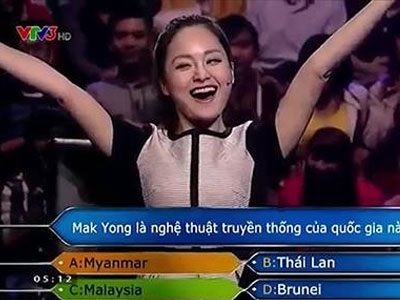 Lan Phương mừng rỡ khi giành giải thưởng 30 triệu của "Ai là triệu phú"