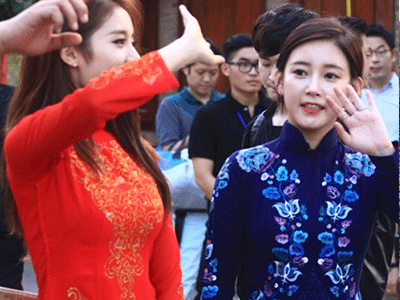T-ara mặc áo dài, tạo dáng chụp ảnh khiến fan Việt điêu đứng