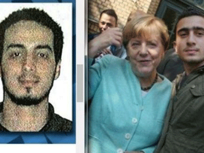 Bà Merkel chụp ảnh với người được cho là nghi phạm đánh bom Bỉ?