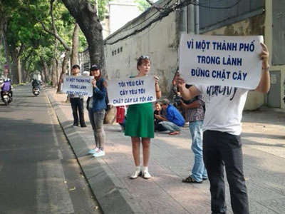 TP.HCM: Dân phản đối chặt cây trăm tuổi để làm tàu điện ngầm