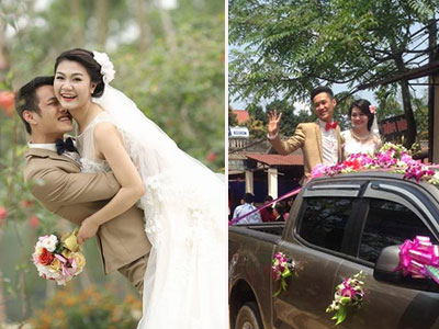 Cặp đôi đình đám với màn rước dâu bá đạo bằng xe “lưng trần”
