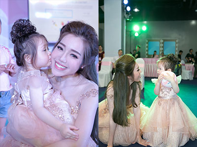 Elly Trần đưa con gái xinh xắn đi sự kiện