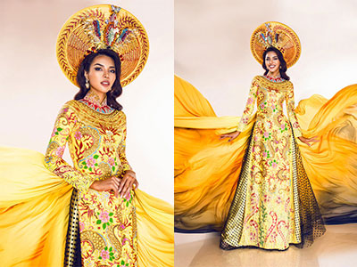 Khả Trang mang mấn vàng ròng đi thi quốc tế