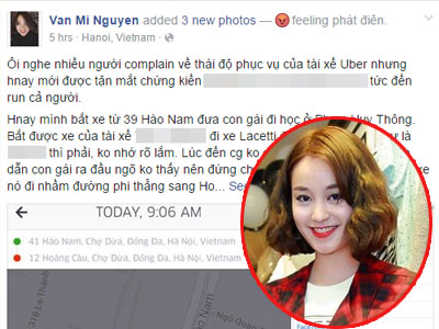 Hot girl Mi Vân bức xúc vì bị tài xế Uber chửi tục và bỏ mặc hai mẹ con giữa đường