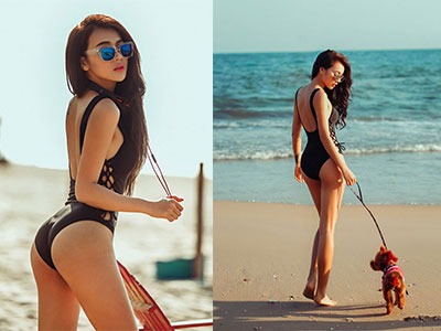 Hot girl Nga Tây khoe thân hình bốc lửa trên bãi biển