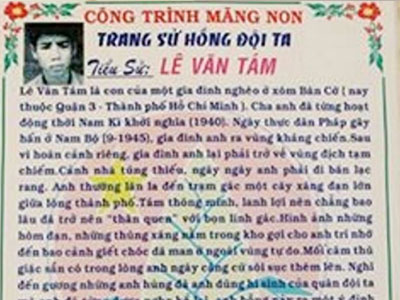 Ảnh sát nhân án tử minh họa anh hùng Lê Văn Tám ở "Trang sử hồng"