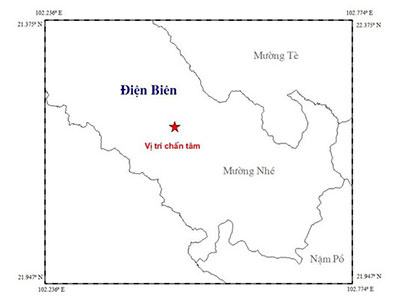 Động đất 4,7 độ richter tại Điện Biên, gây rung lắc mạnh