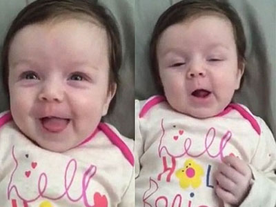 Bé gái 10 tuần tuổi biết nói "Hello" khiến mẹ ngạc nhiên