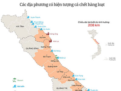 (Infographics) Cá chết lan rộng ở miền Trung thế nào?