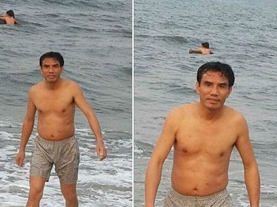 Chủ tịch thị xã Cửa Lò tắm biển