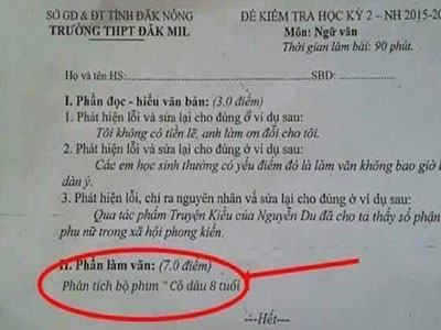 Thực hư đề thi phân tích phim “Cô dâu 8 tuổi” gây xôn xao dư luận