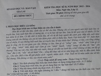 Lãnh đạo Sở GD khẳng định đề thi Văn gây "hại não" không có sai sót