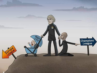 "Guardiola cúi xin Pellegrini đừng đẩy Man City xuống Europa League"