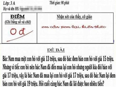 "Đau đầu" với bài toán tính lãi bán bò của học sinh lớp 3