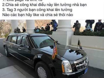 Dụ trúng thưởng... xe Tổng thống Mỹ Barack Obama?