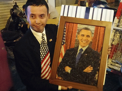 Người dân làm tranh gạo tặng Tổng thống Obama vì quá thần tượng