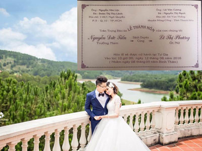 Thiệp cưới giản dị của "gái quê" Lê Phương