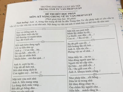 Đề thi Luật bằng thơ "độc" gây bão mạng