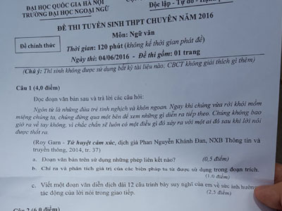 Phát biểu của ông Obama ở VN vào bài thi lớp 10