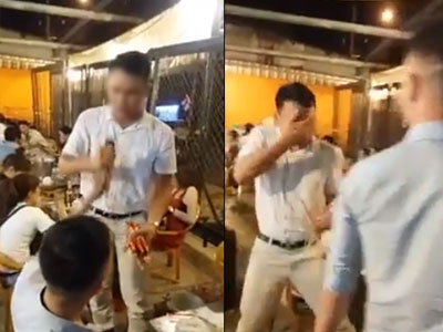 Dân mạng phẫn nộ với nam thanh niên cướp mic, hất cốc bia vào người hát rong
