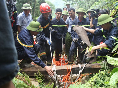 Lính cứu hộ cố gắng tiếp cận hang sâu giải cứu 3 phu vàng