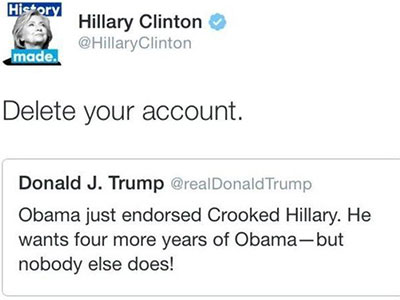 Bà Clinton và ông Trump "phím chiến" dữ dội trên Twitter